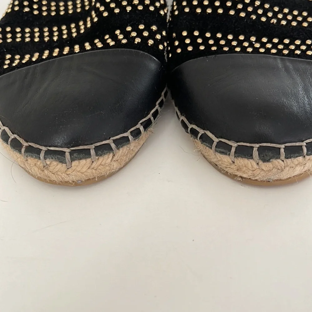 Loeffler Randall Mara Studded Suede Espadrille Flat | Black